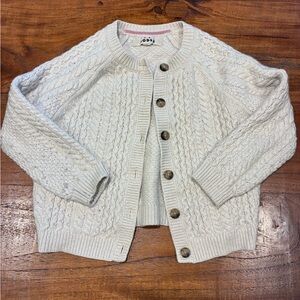 Mini Boden Heritage Cable Knit Cardigan Cream Size 5-6